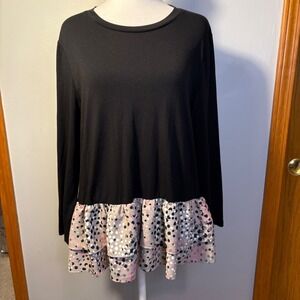 Kate Spade NY Broome Street Soiree Dot Mixed Media Tee Long Sleeve Polka Dot